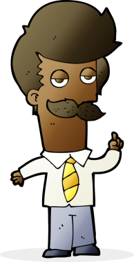 Bir insan tarafından çizilmiş bıyıklı çizgi film adamı.