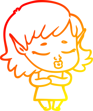 Bir insan tarafından çizilmiş utangaç bir elf kızı çizimi.