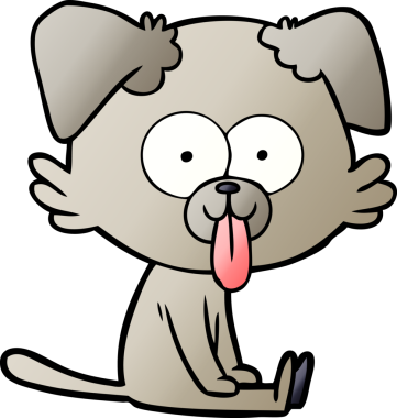 Bir insan tarafından çizilmiş dilli bir çizgi film köpeği.