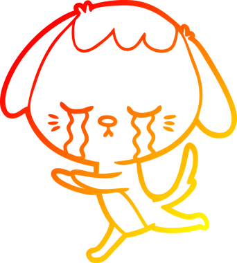 Bir insan tarafından çizilmiş, ağlayan bir köpeğin sıcak çizgi çizgisi.