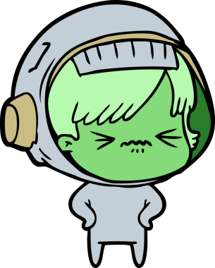 Bir insan tarafından çizilmiş astronot kadın.