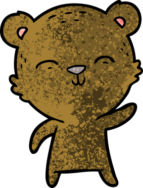 Bir insan tarafından çizilmiş mutlu çizgi film ayısı.