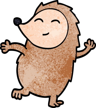 Bir insan tarafından çizilmiş mutlu kirpi çizimi.