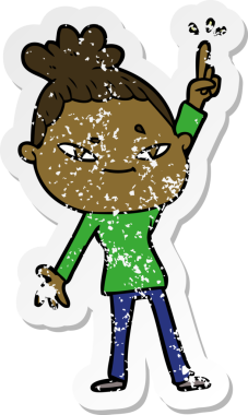 Bir insan tarafından çizilmiş karikatür bir kadının sıkıntılı çıkartması.