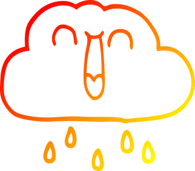 Bir insan tarafından çizilen mutlu yağmur bulutu çizgi filminin sıcak gradyanı