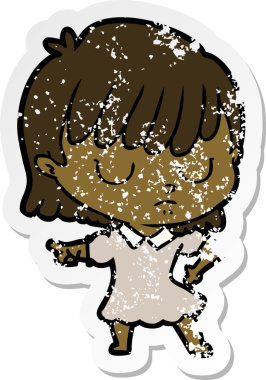 Bir insan tarafından çizilmiş karikatür bir kadının sıkıntılı çıkartması.