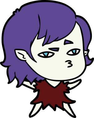 Bir insan tarafından çizilmiş vampir kız çizgi filmi.