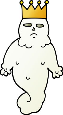 Bir insan tarafından çizilmiş vektör eğimli çizim karikatürü ürkütücü hayalet kral.