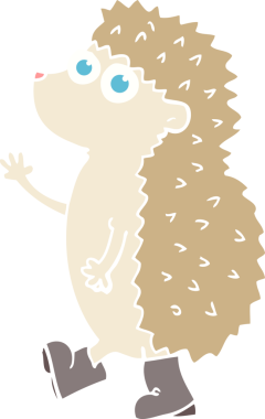 Bir insan tarafından çizilmiş kirpinin hoş düz renkli çizimi