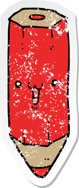 Bir insan tarafından çizilmiş mutlu bir karikatür kaleminin sıkıntılı çıkartması.