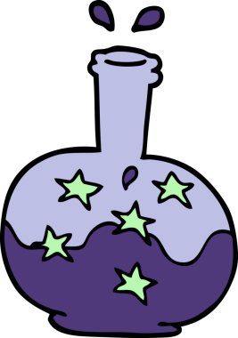 Bir insan tarafından çizilmiş sihirli iksir.