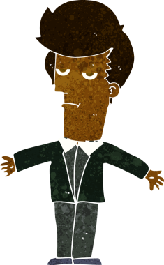 Bir insan tarafından çizilmiş sıkıcı bir çizgi film.