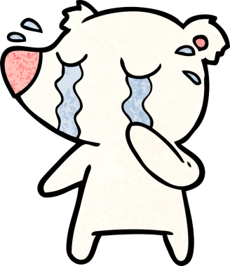 Bir insan tarafından çizilmiş üzgün küçük kutup ayısı çizgi filmi.