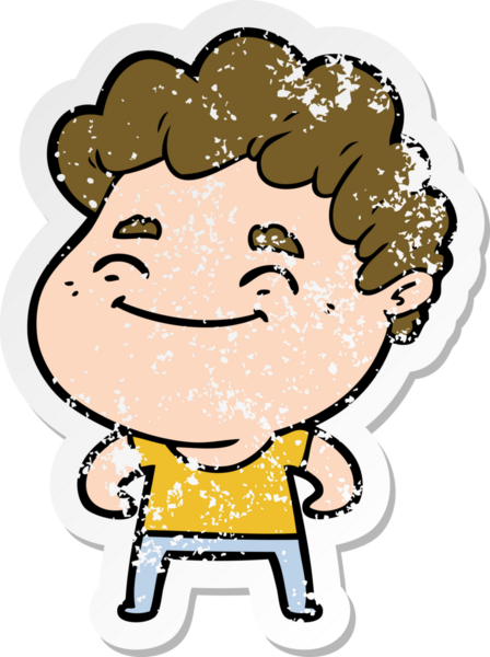 Bir insan tarafından çizilmiş, karikatür dostu bir adamın sıkıntılı çıkartması.