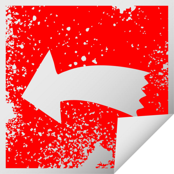 Bir insan tarafından çizilmiş sıkıntılı kare soyma etiketi ilginç sembol oku