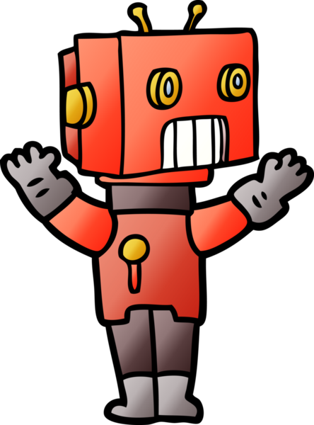 Bir insan tarafından çizilmiş çizgi film robotu