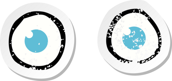 Bir insan tarafından çizilmiş karikatür gözünün gerilimli çıkartması.