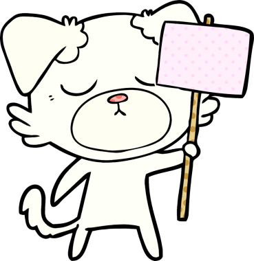 Bir insan tarafından çizilmiş şirin bir çizgi film köpeği.