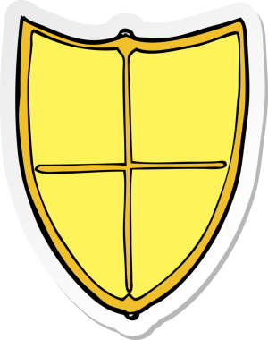 Bir insan tarafından çizilmiş bir karikatür Heraldik kalkanının çıkartması