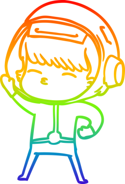 gökkuşağı gradyan çizimi bir insan tarafından çizilmiş bir astronot çizgi