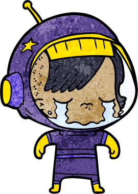 Bir insan tarafından çizilmiş ağlayan astronot kız.