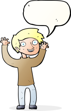 Bir insan tarafından çizilmiş konuşma balonlu mutlu adam çizgi filmi.