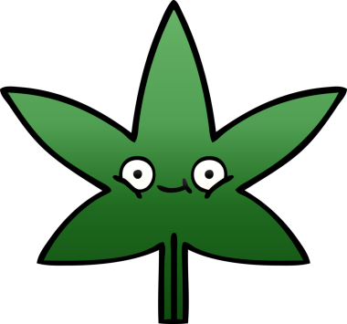 Bir insan tarafından çizilmiş marihuana yaprağının gölgeli çizgi filmi.