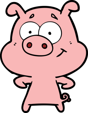 Bir insan tarafından çizilmiş mutlu çizgi film domuzu.
