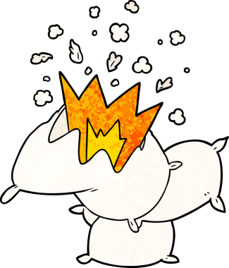 Bir insan tarafından çizilmiş yastık savaşı.