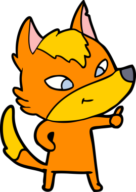 Bir insan tarafından çizilmiş tilki çizgi film karakteri