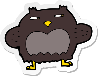 Bir insan tarafından çizilmiş şüpheli bir baykuşun çıkartması.