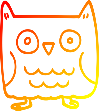 Bir insan tarafından çizilmiş komik bir baykuşun sıcak çizgi çizimi