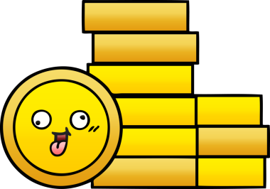 Bir insan tarafından çizilmiş bozuk paranın gölgelenmiş karikatürü