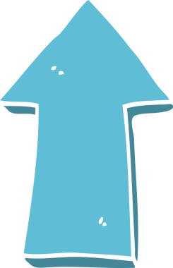 bir insan tarafından çizilmiş düz renk çizgi film oku