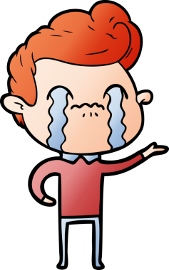 Bir insan tarafından çizilmiş ağlayan çizgi film adamı.