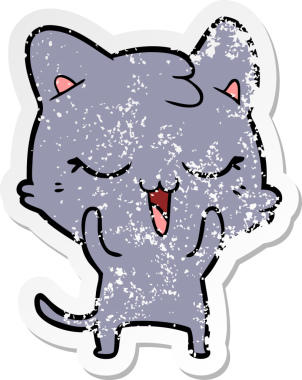 Bir insan tarafından çizilmiş karikatür bir kedinin sıkıntılı çıkartması.