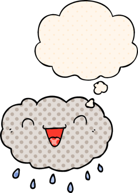 Bir insan tarafından çizilmiş düşünce baloncuklu mutlu çizgi film bulutu.