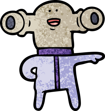 Bir insan tarafından çizilmiş dostane bir uzaylı çizgi filmi.