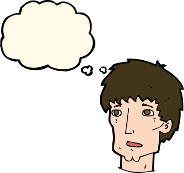 Bir insan tarafından çizilmiş düşünce balonlu endişeli bir adam.