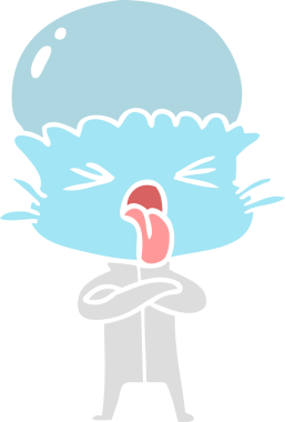 Bir insan tarafından çizilmiş düz renkli çizgi film uzaylıları.