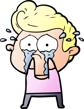 Bir insan tarafından çizilmiş ağlayan bir karikatür.