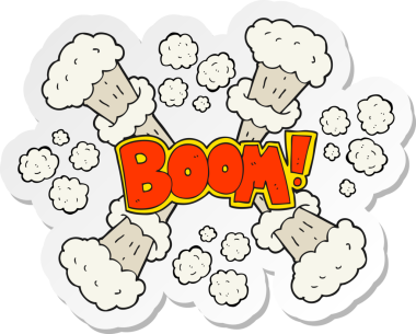 Bir insan tarafından çizilmiş bir çizgi film patlamasının çıkartması.