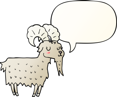 bir insan tarafından çizilmiş yumuşak eğimli konuşma baloncuklu çizgi film keçisi