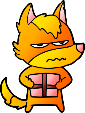 Bir insan tarafından çizilmiş tilki çizgi film karakteri.