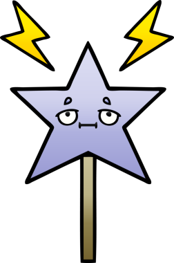 Bir insan tarafından çizilmiş sihirli değneğin gölgeli çizgi filmi.