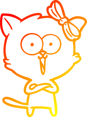 Bir insan tarafından çizilmiş çizgi film kedisinin sıcak çizgi çizimi