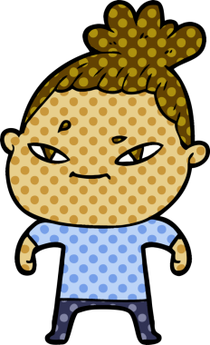 Bir insan tarafından çizilmiş karikatür kadın.