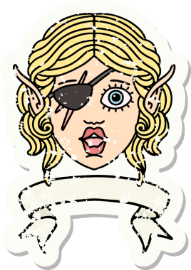 Retro Dövme Tarzı Elf düzenbaz karakter yüzü Bir insan tarafından çizilmiş pankartıyla