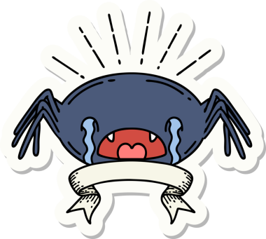 Bir insan tarafından çizilmiş dövme stili ağlayan örümcek çıkartması.