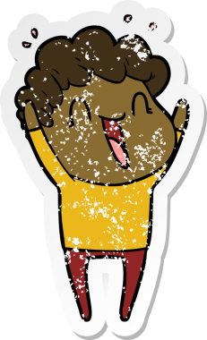 Bir insan tarafından çizilmiş mutlu bir adamın sıkıntılı çıkartması.